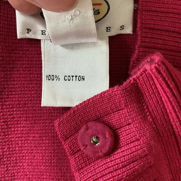 Women's Talbots Petites Cardigan Sweater Hidden Snap Up Pink SZ M 100% Cotton - Picture 7 of 12